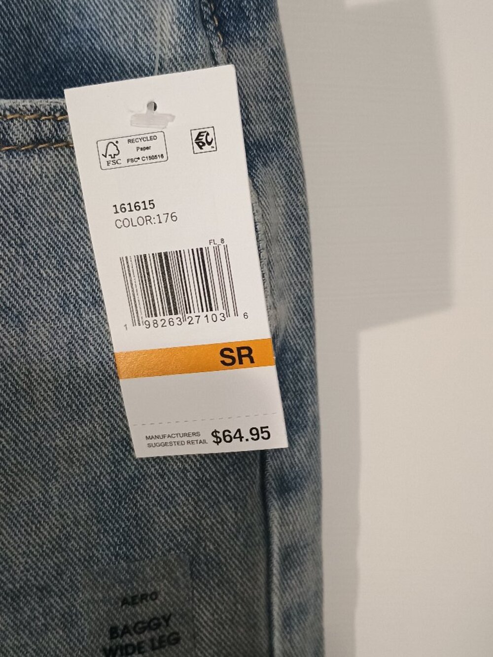 NWT Aéropostale Aero Baggy Wide Leg Jeans Regular Light Wash Butterfly Y2K - Picture 9 of 9